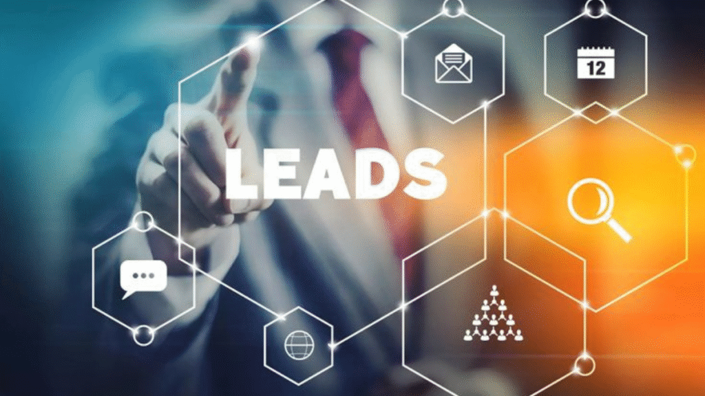 Lead generation strategy for digital marketing showing user engagement, conversion funnel, and analytics dashboard.